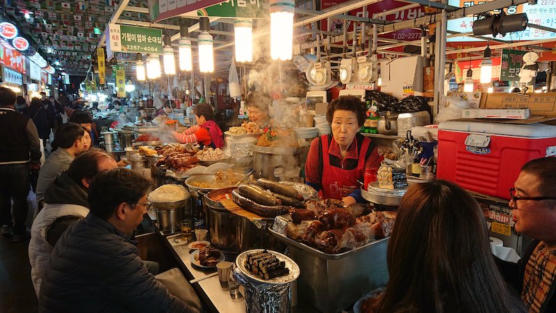Food stalls in Gwangjang Market